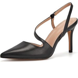 Gently used slingback black pointed toe high heel pumps
